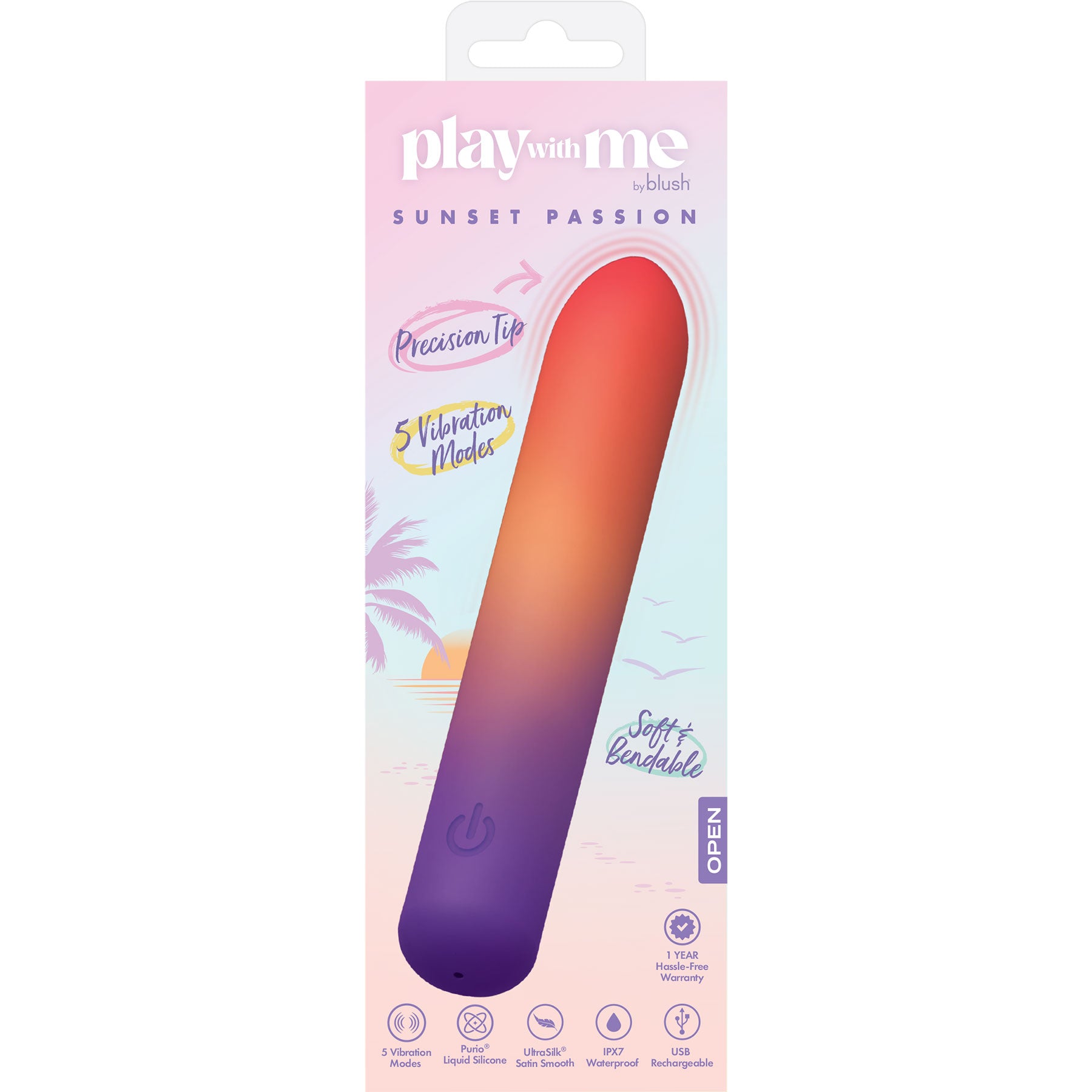 Play With Me Sunset Passion Rechargeable Silicone Bullet Vibrator By Blush