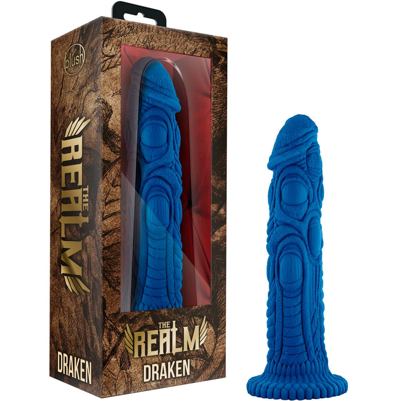 The Realm Draken Silicone Lock On & Harness Compatible Dildo - Blue