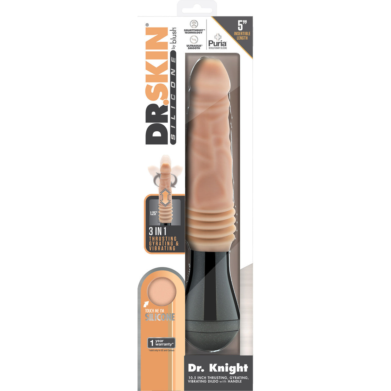 Dr. Skin Dr. Knight 5" Thrusting, Gyrating & Vibrating Dildo