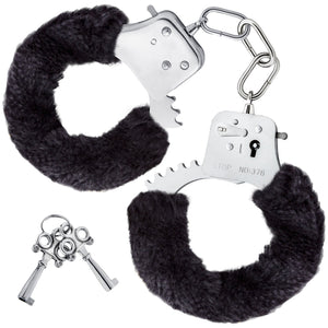 Temptasia Cuffs By Blush Novelties - Black Furry Handcuffs