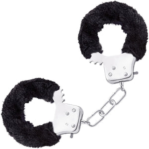 Temptasia Cuffs By Blush Novelties - Black Furry Handcuffs