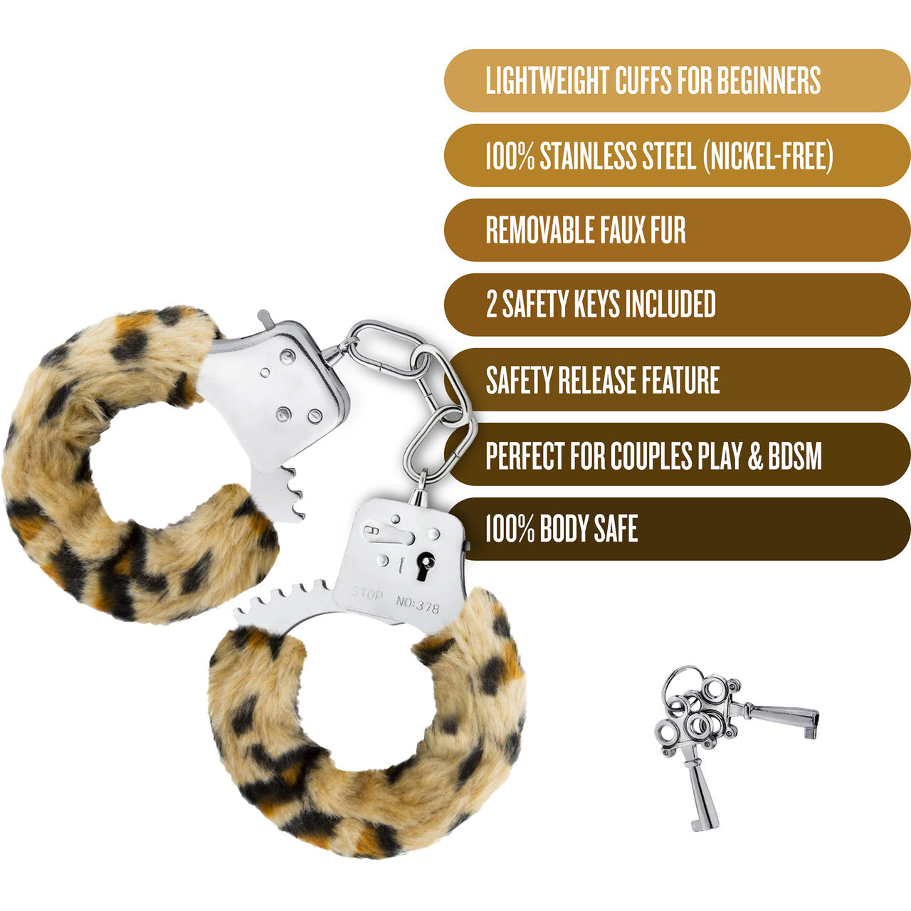 Temptasia Beginner Cuffs By Blush - Leopard Faux Fur