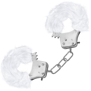 Temptasia Cuffs By Blush Novelties - White Plush Furry Handcuffs