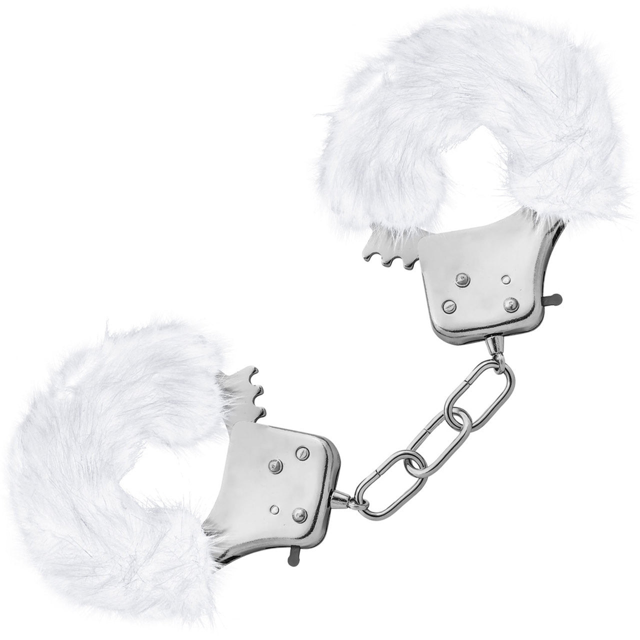 Temptasia Cuffs By Blush Novelties - White Plush Furry Handcuffs