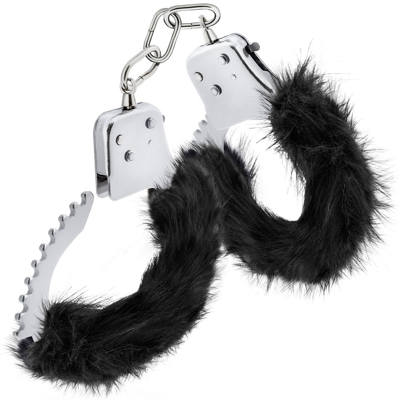 Temptasia Cuffs By Blush Novelties - Black Plush Furry Handcuffs