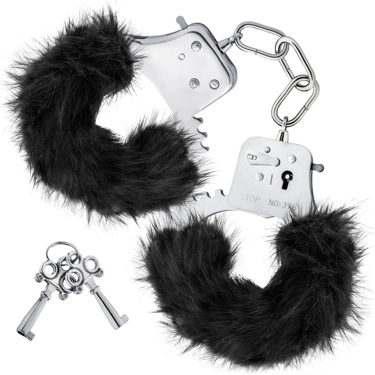 Temptasia Cuffs By Blush Novelties - Black Plush Furry Handcuffs