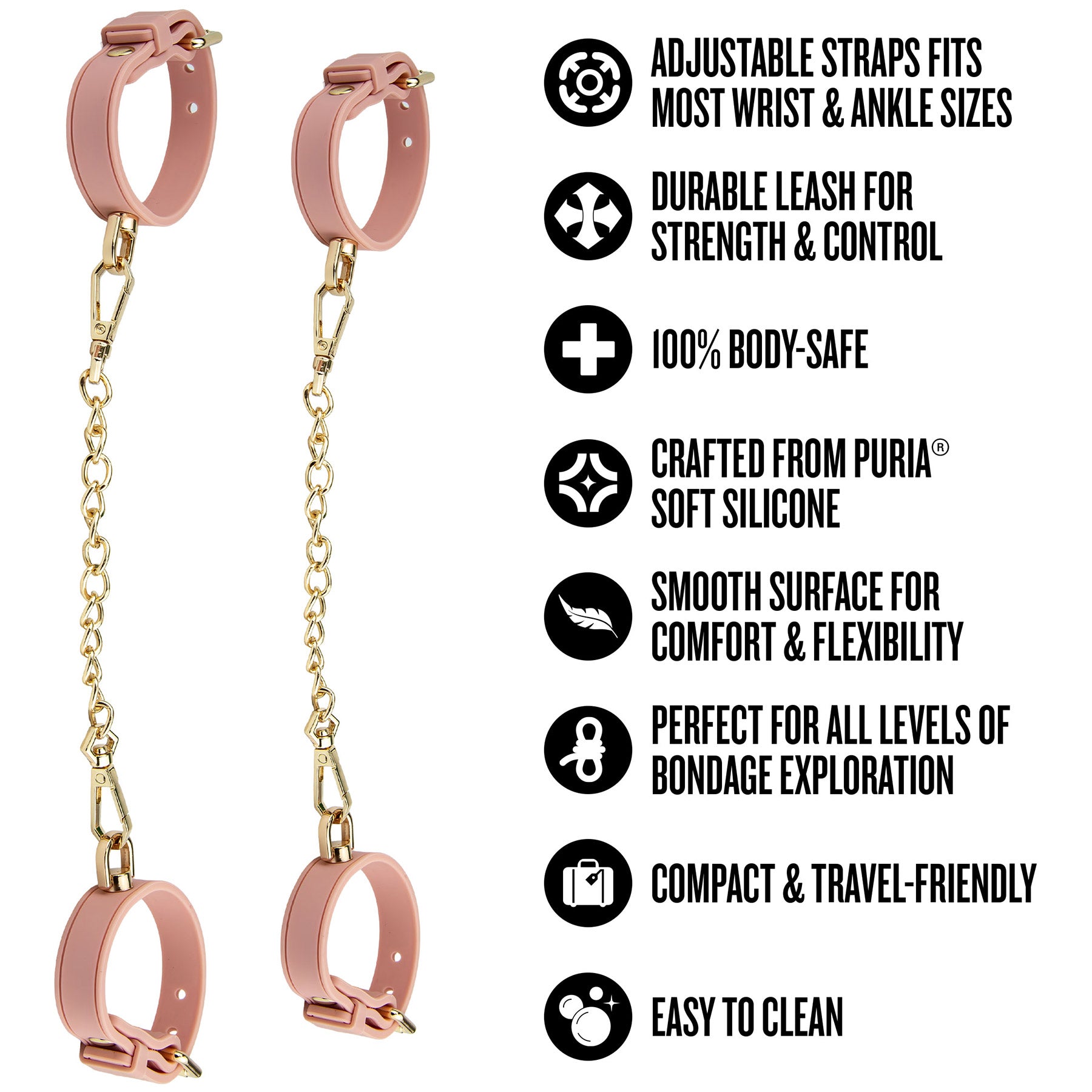 Temptasia® Ardor® Silicone Wrist & Ankle Restraints - Pink