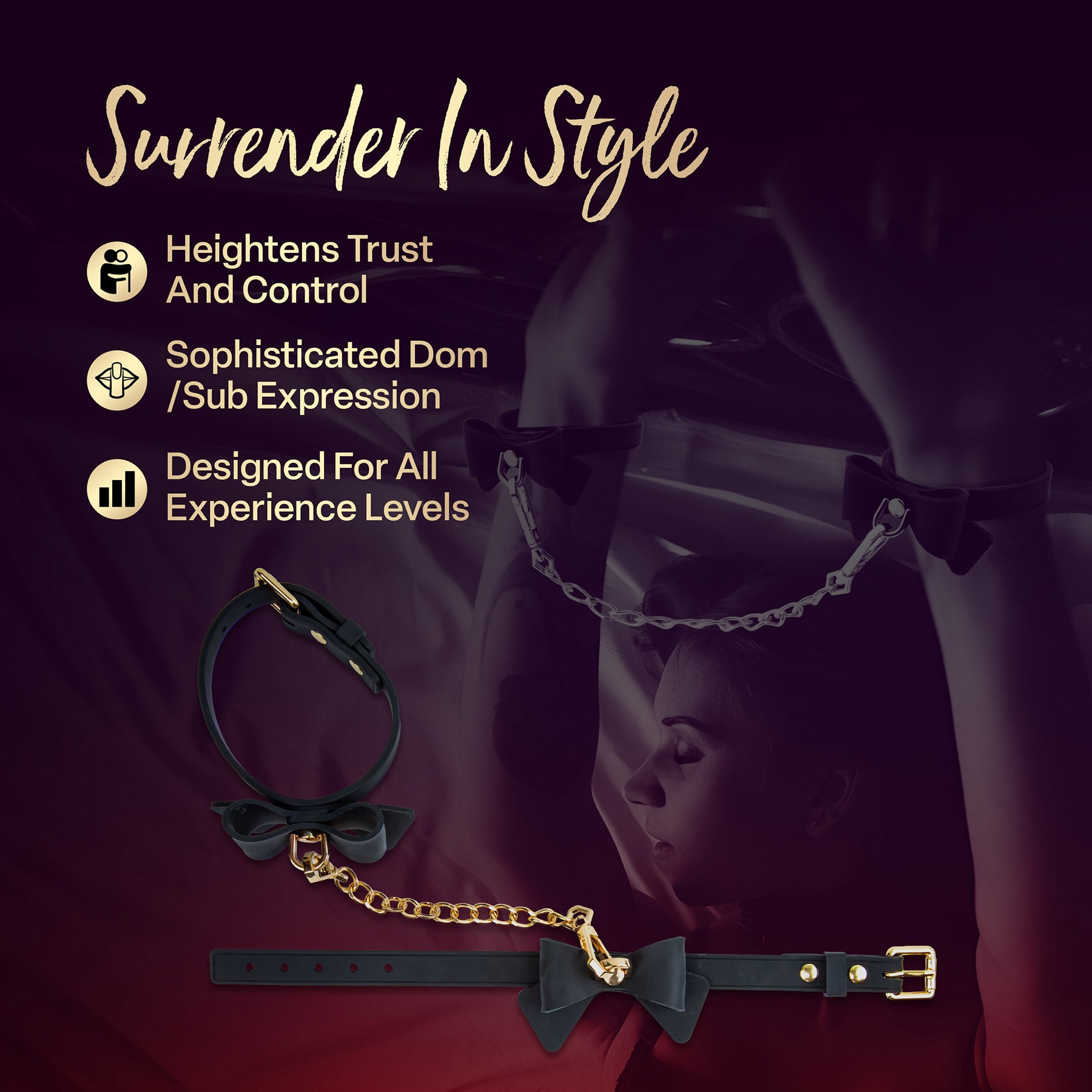 Temptasia® Ardor® Silicone Wrist & Ankle Restraints With Bow