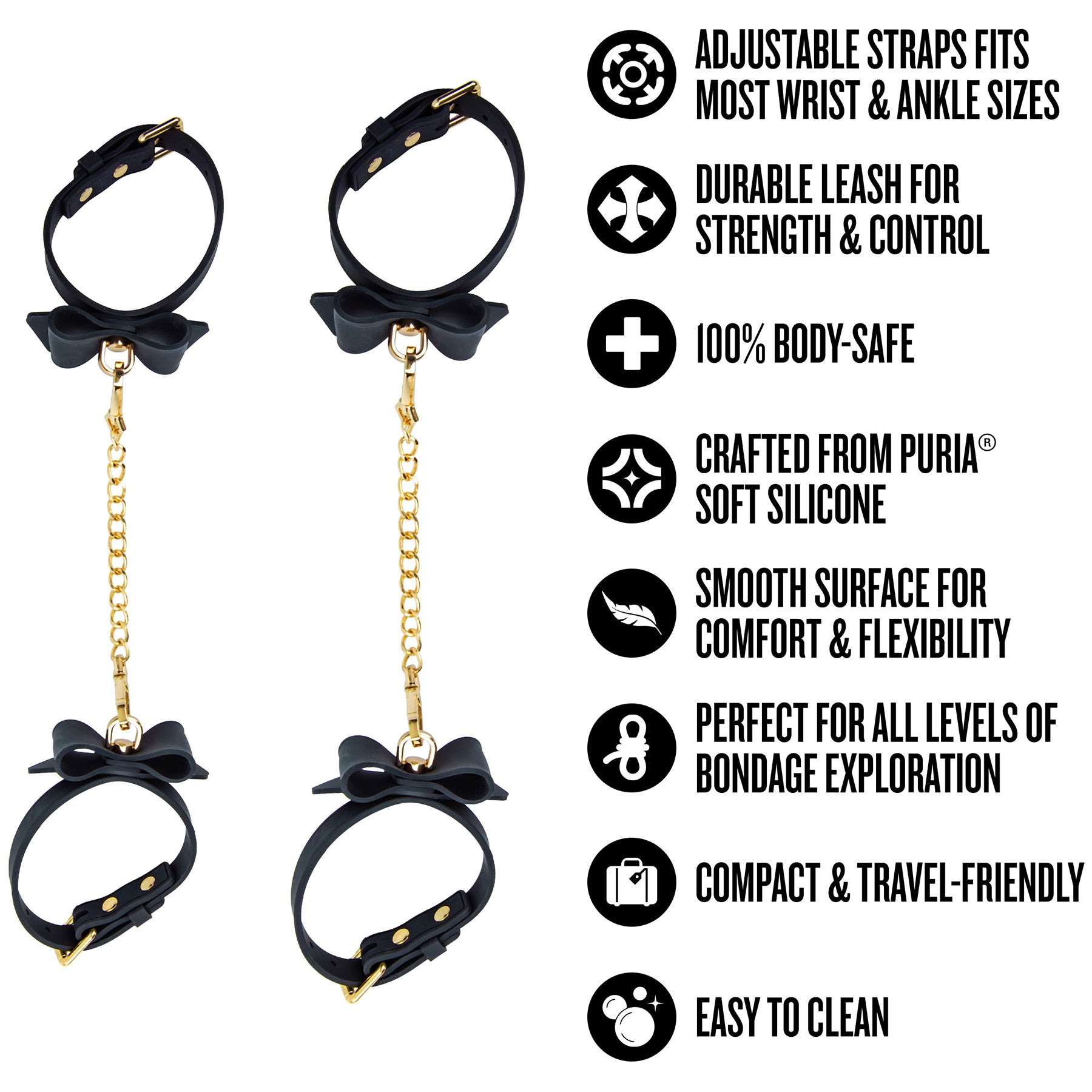 Temptasia® Ardor® Silicone Wrist & Ankle Restraints With Bow