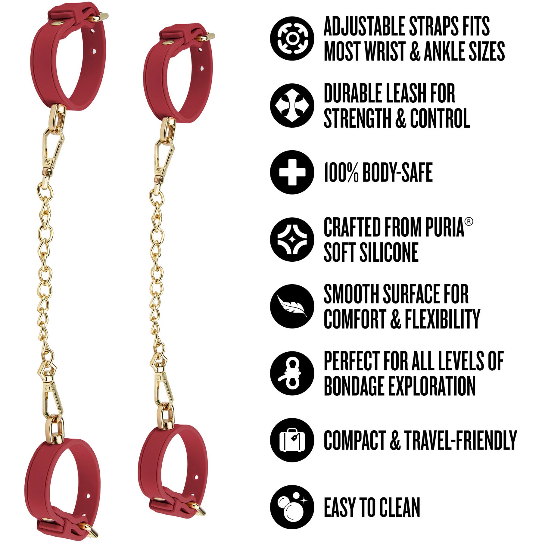 Temptasia® Ardor® Silicone Wrist & Ankle Restraints - Red