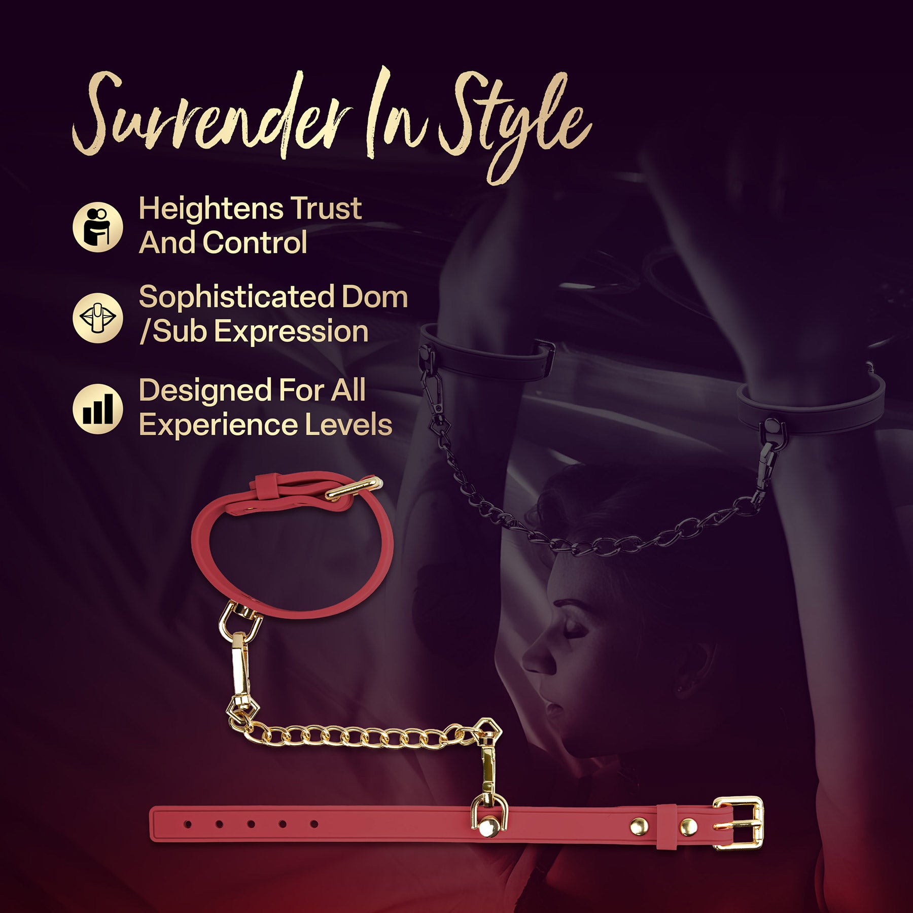 Temptasia® Ardor® Silicone Wrist & Ankle Restraints - Red
