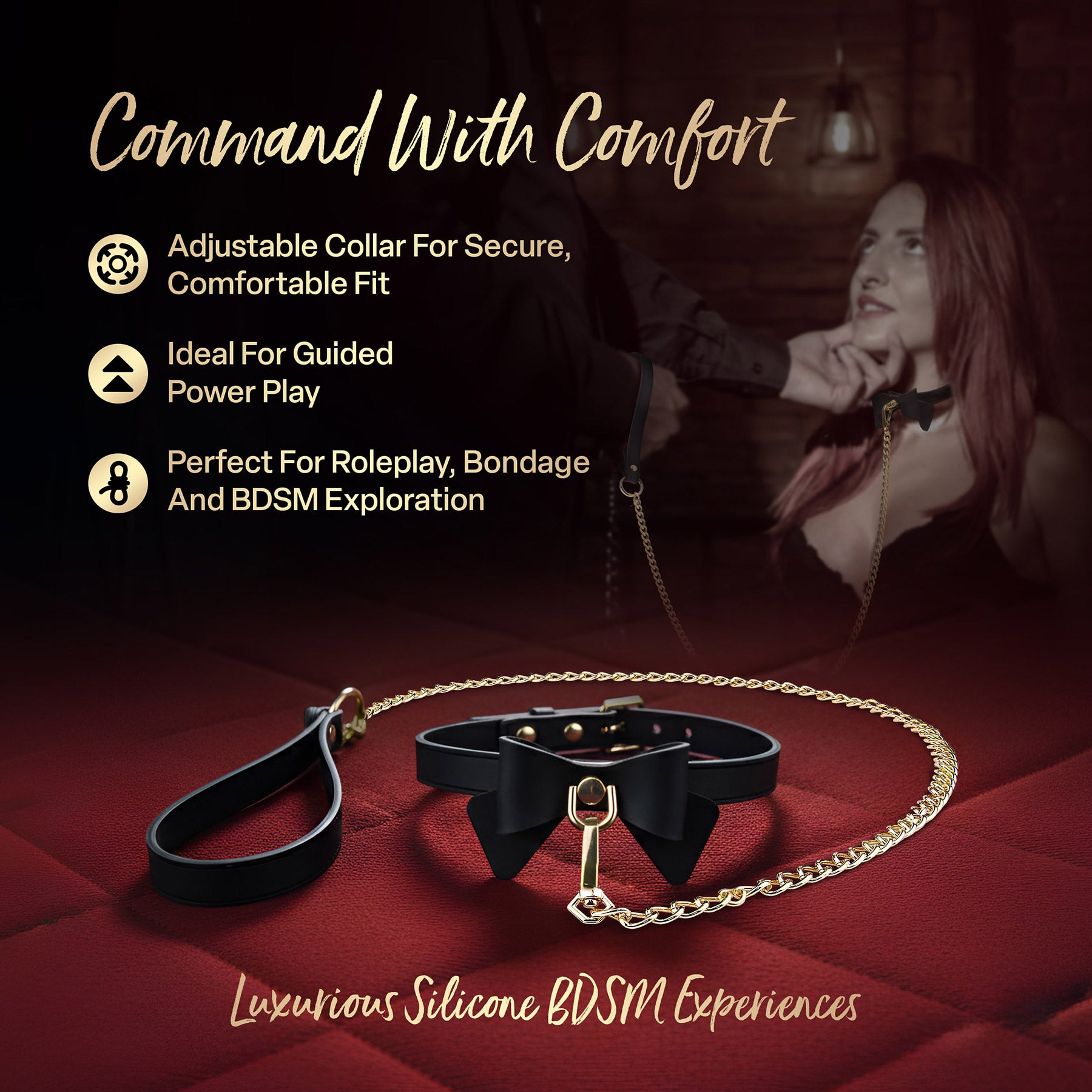 Temptasia® Ardor® Silicone Collar & Leash With Bow