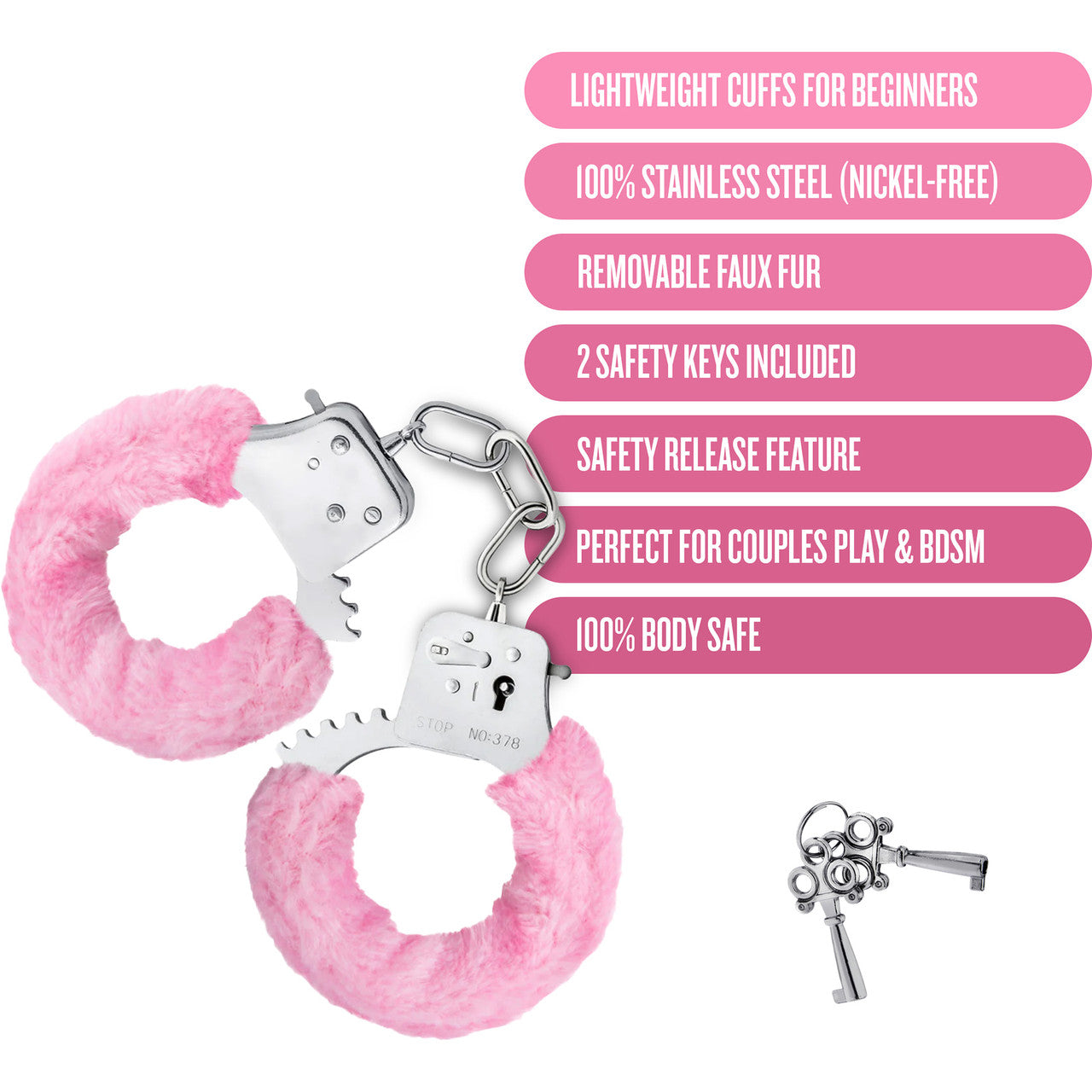 Temptasia Beginner Cuffs By Blush - Pink Faux Fur