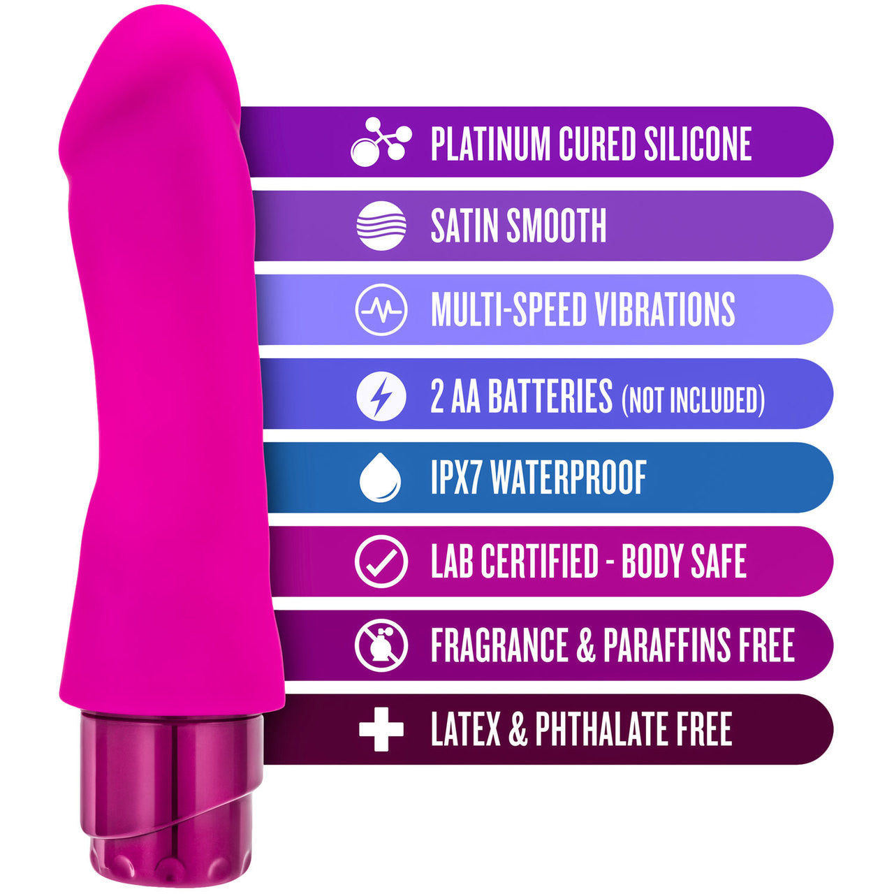 Luxe Marco Silicone Girthy Vibrating Dildo by Blush Novelties - Pink