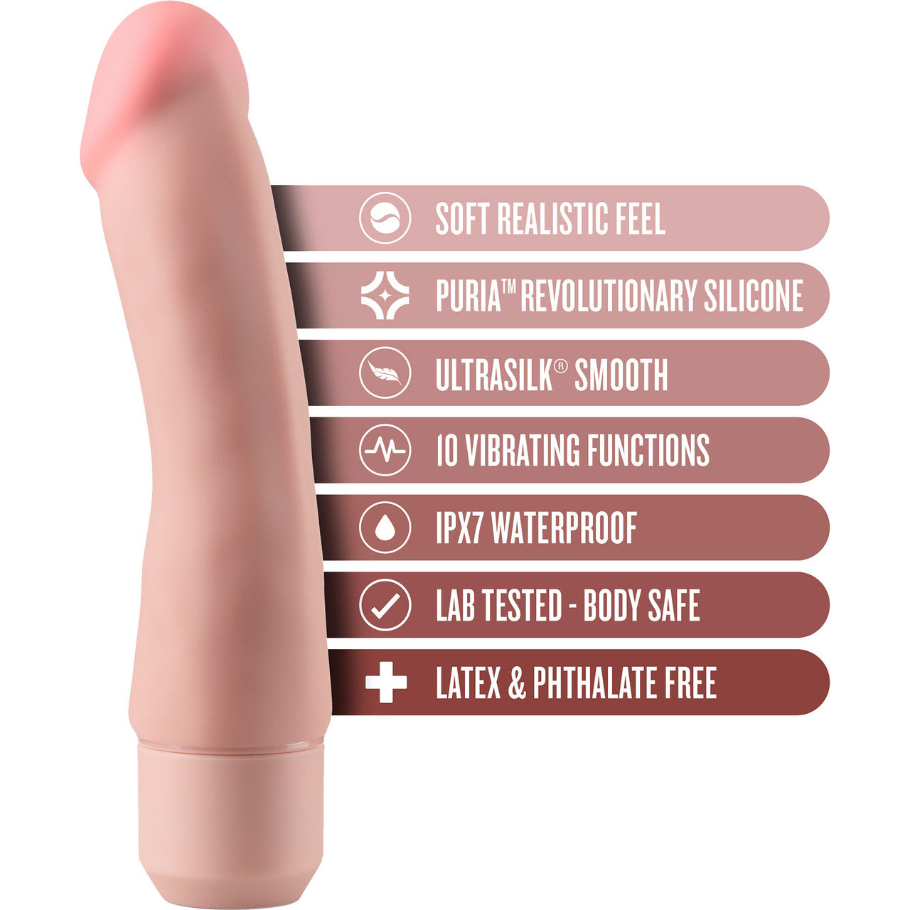 Dr. Skin Silicone Dr. Steve Waterproof Vibrating 7" Dildo By Blush - Vanilla