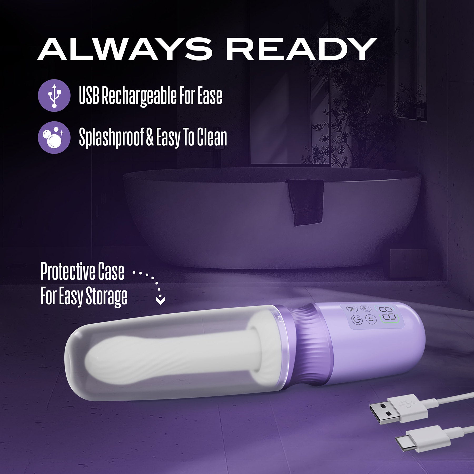 Temptasia By Blush Violet Vixen Rechargeable Silicone Thrusting Dildo Vibrator With Suction Cup Mount