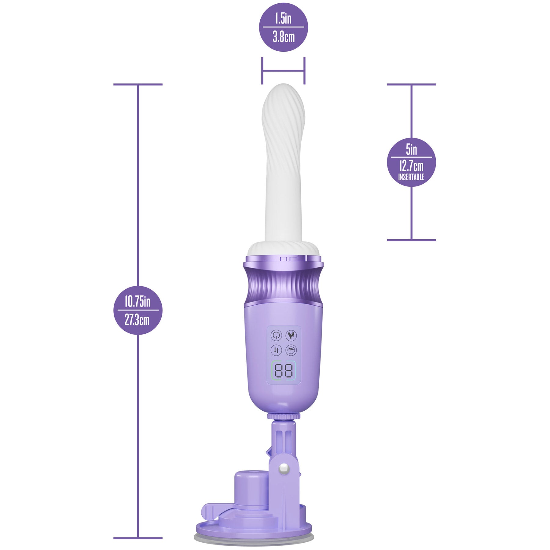 Temptasia By Blush Violet Vixen Rechargeable Silicone Thrusting Dildo Vibrator With Suction Cup Mount