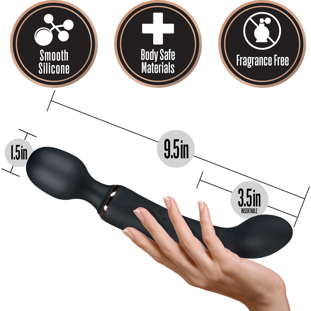 Lush Gia Rechargeable Silicone Dual Use Wand Style Vibrator By Blush - Black