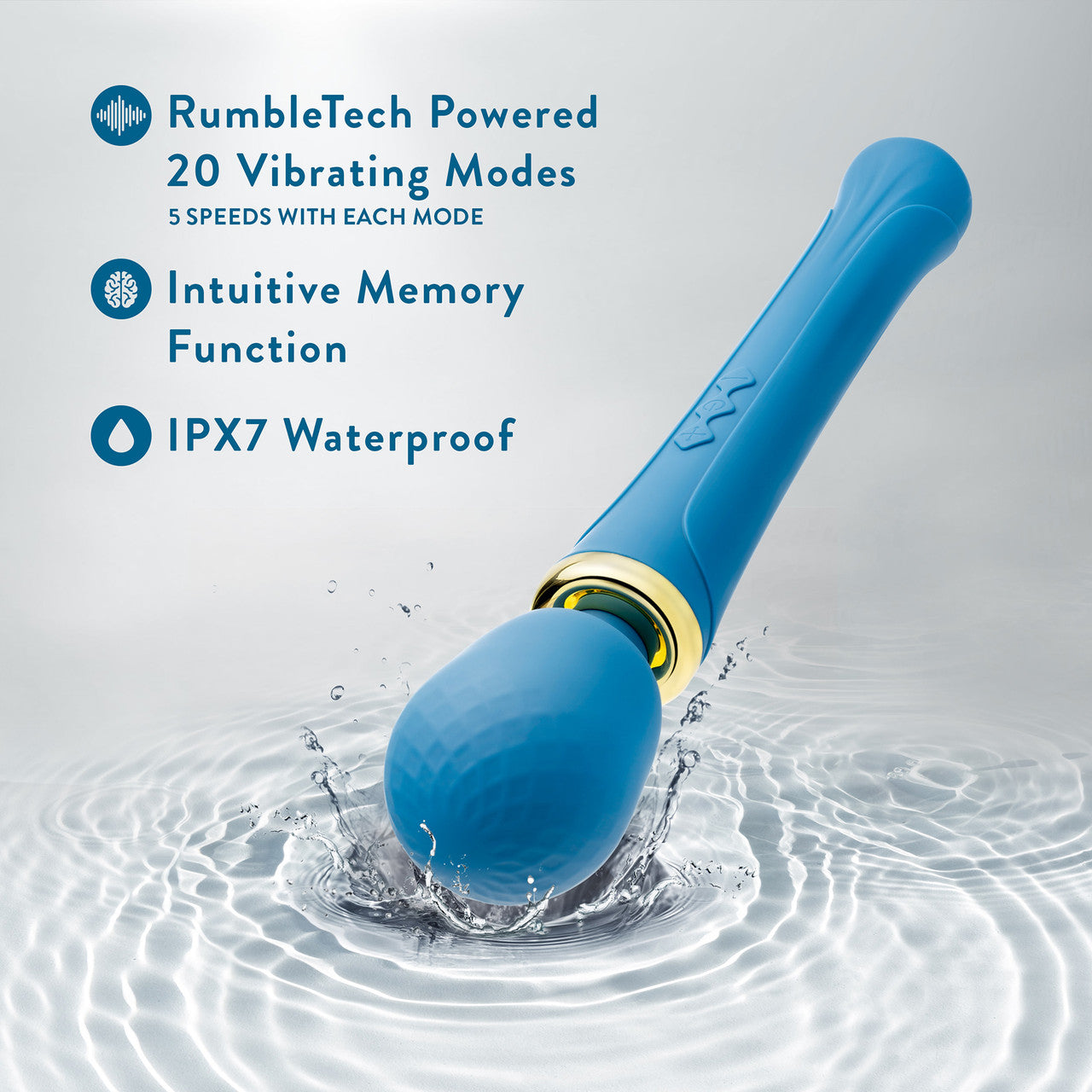 Dianna Rechargeable Waterproof Silicone Wand Style Vibrator By Blush - Teal