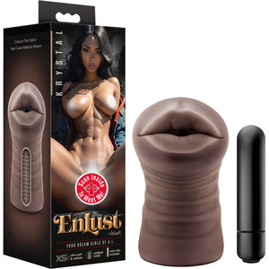 EnLust Krystal Open Ended Vibrating Mouth Penis Masturbator By Blush - Chocolate