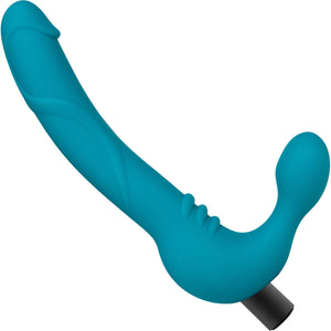 Temptasia Luna Strapless Strap-On Vibrating Silicone Dildo By Blush - Teal