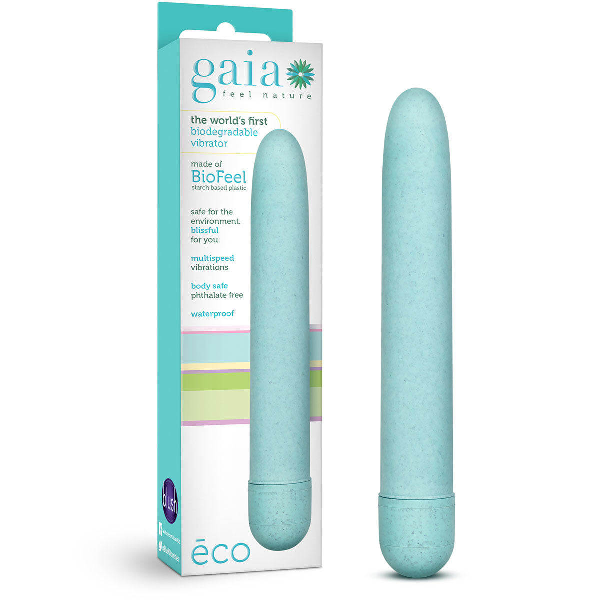 Gaia Eco Biodegradable & Recyclable Vibrator By Blush Novelties - Aqua