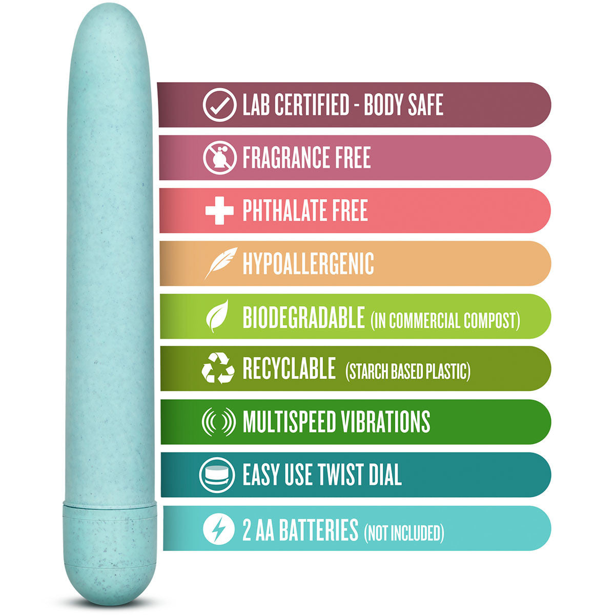 Gaia Eco Biodegradable & Recyclable Vibrator By Blush Novelties - Aqua