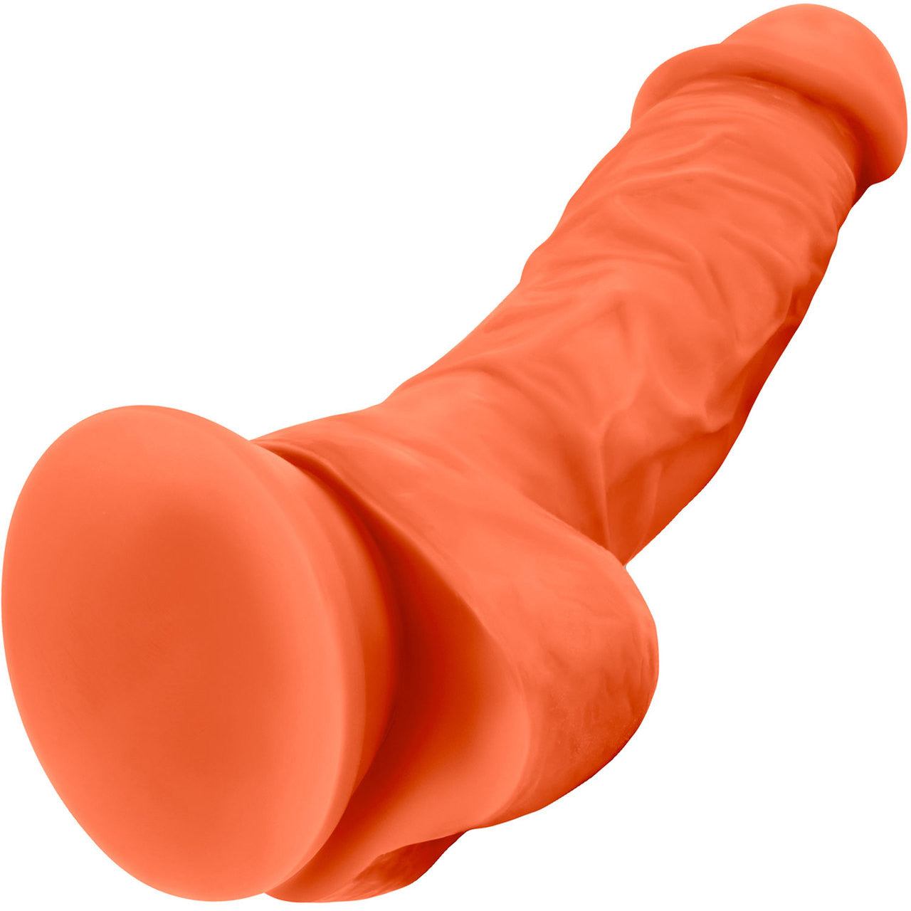 Neo Elite 7.5 Inch Dual Density Realistic Silicone Dildo With Balls by Blush - Neon Orange