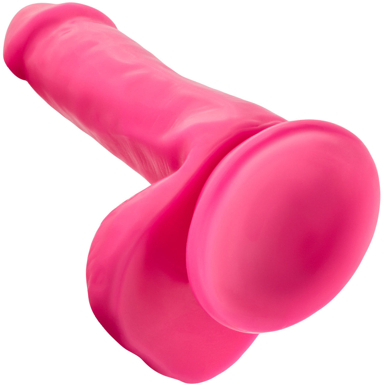 Neo Elite 6 Inch Dual Density Realistic Silicone Dildo With Balls by Blush - Neon Pink