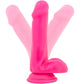 Neo Elite 6 Inch Dual Density Realistic Silicone Dildo With Balls by Blush - Neon Pink