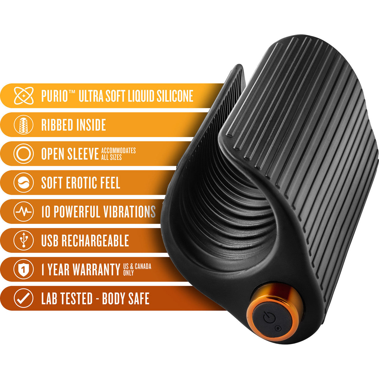 M Elite Platinum Wrapt Vibrating Rechargeable Silicone Penis Masturbator By Blush - Black