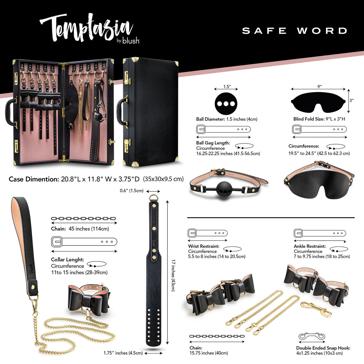 Temptasia Safe Word 9 Piece Bondage Kit With Suitcase