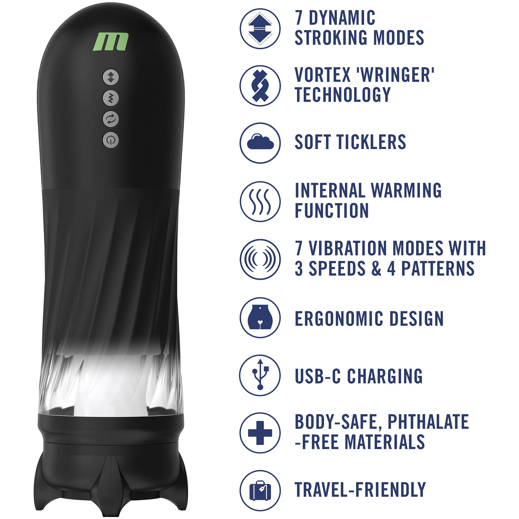 M For Men Quantum X Rechargeable Penis Stroker With Vibration