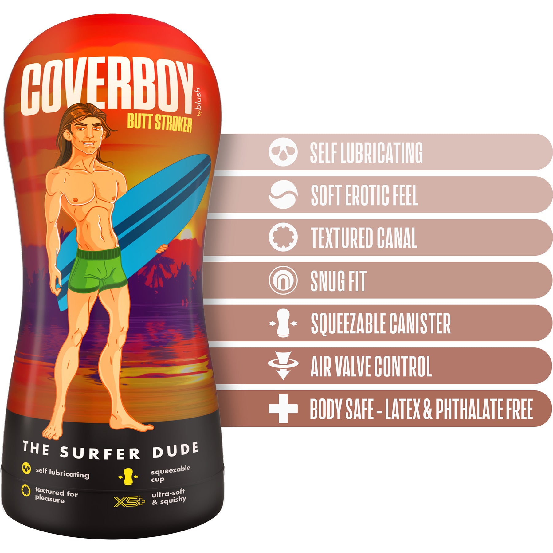 Coverboy The Surfer Dude Self Lubricating Anal Penis Stroker By Blush - Vanilla