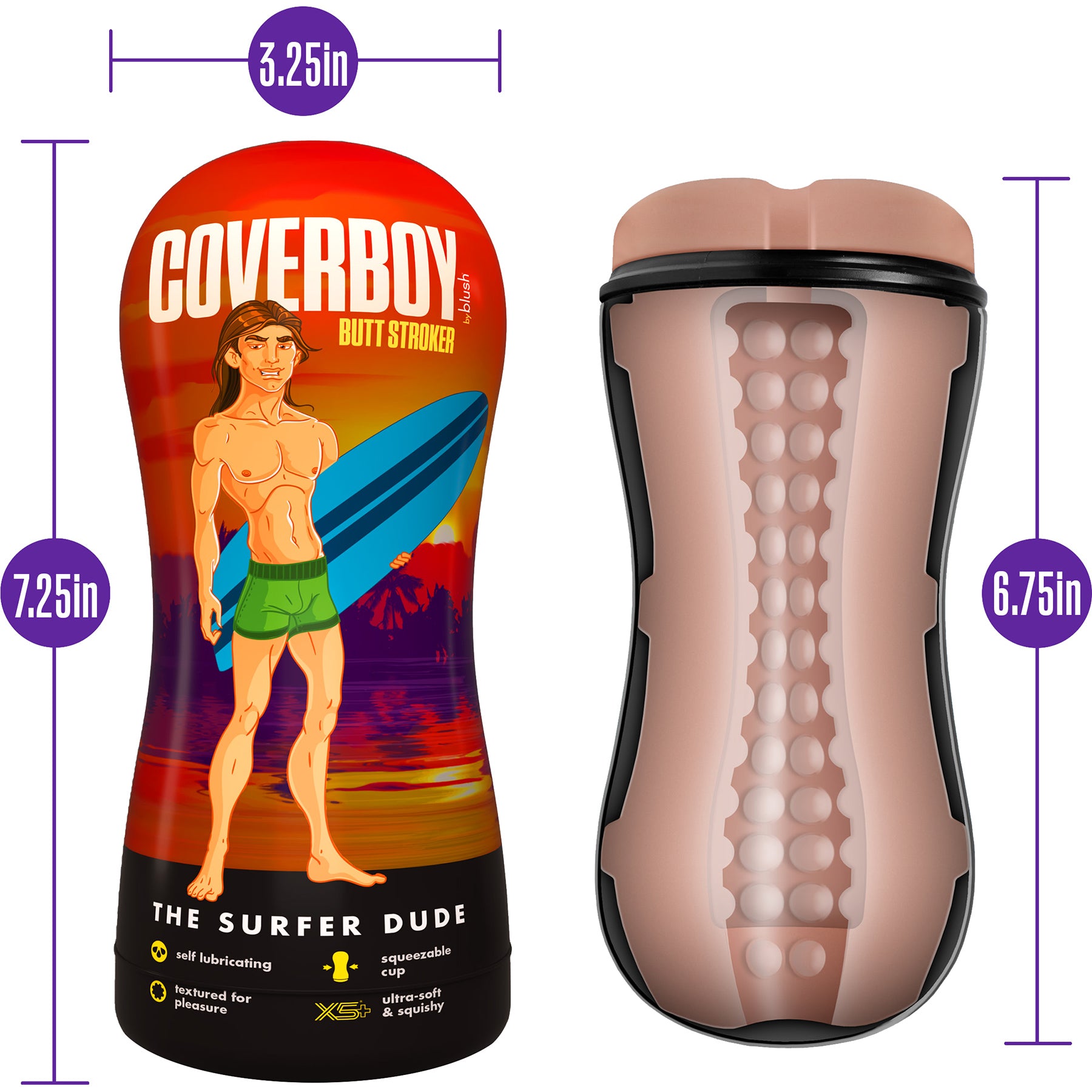 Coverboy The Surfer Dude Self Lubricating Anal Penis Stroker By Blush - Vanilla