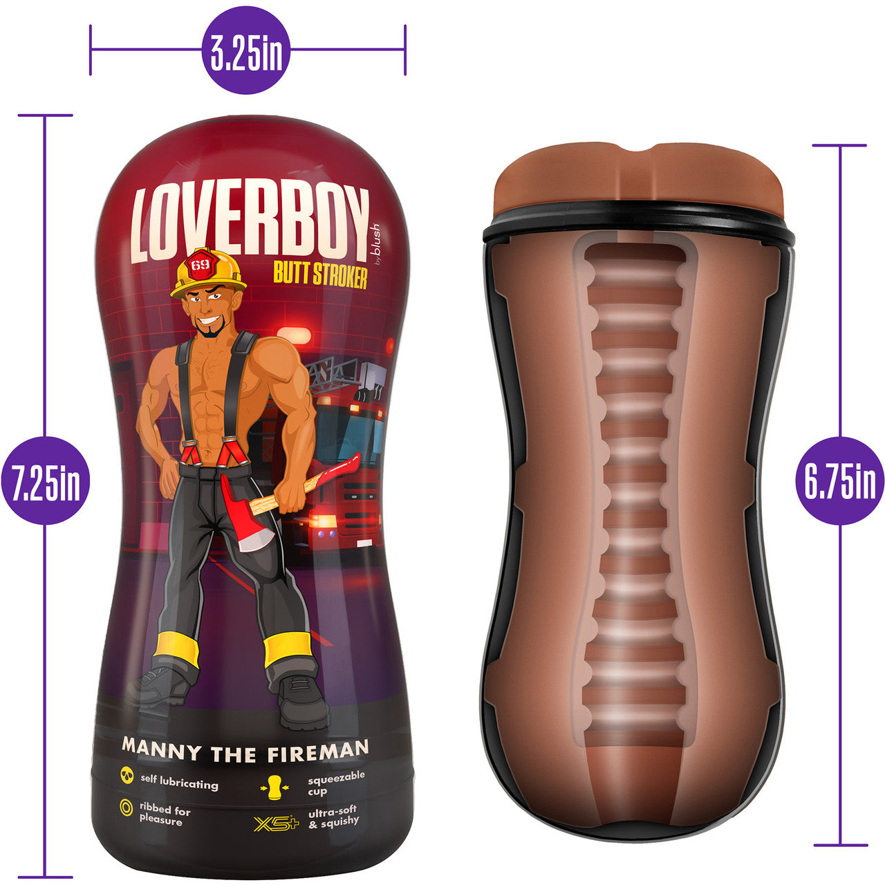 Loverboy Manny The Fireman Self Lubricating Anal Penis Stroker By Blush - Caramel