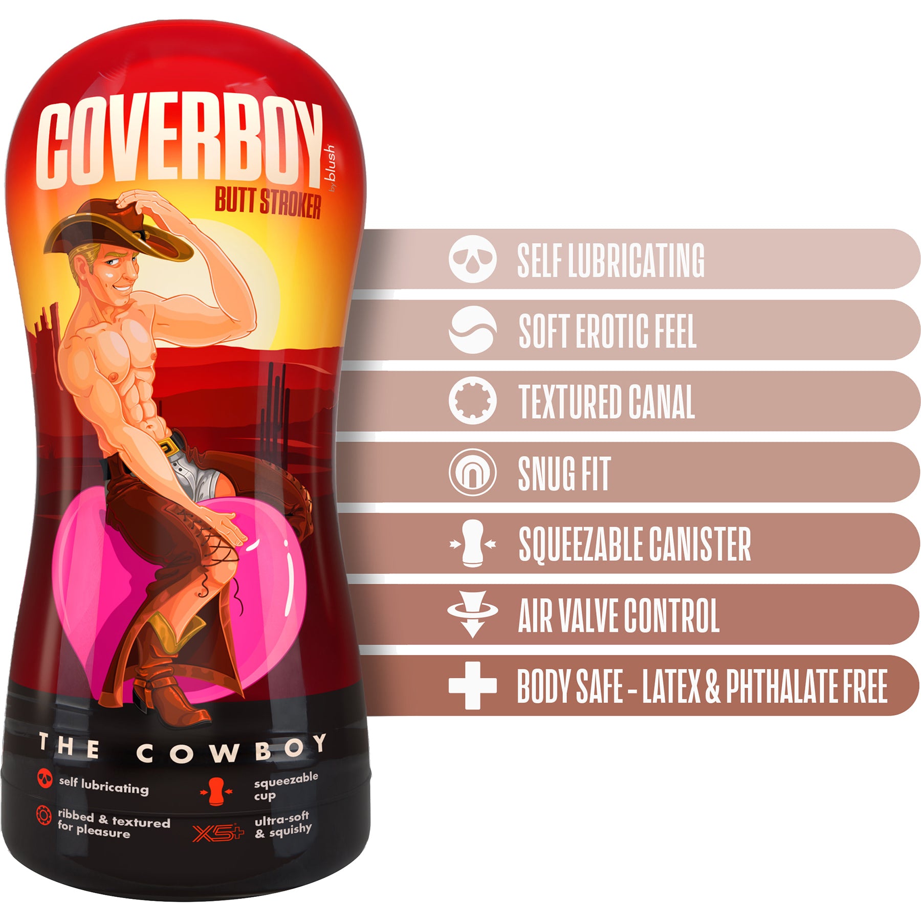 Coverboy The Cowboy Self Lubricating Anal Penis Stroker By Blush - Vanilla