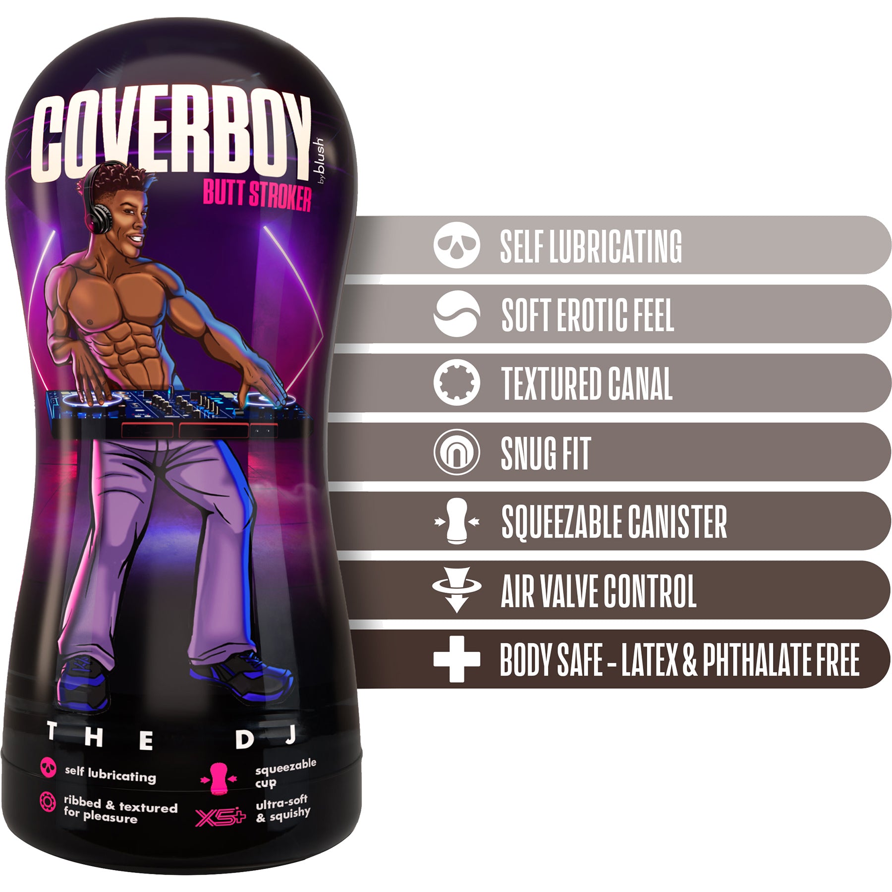 Coverboy The DJ Self Lubricating Anal Penis Stroker By Blush - Chocolate