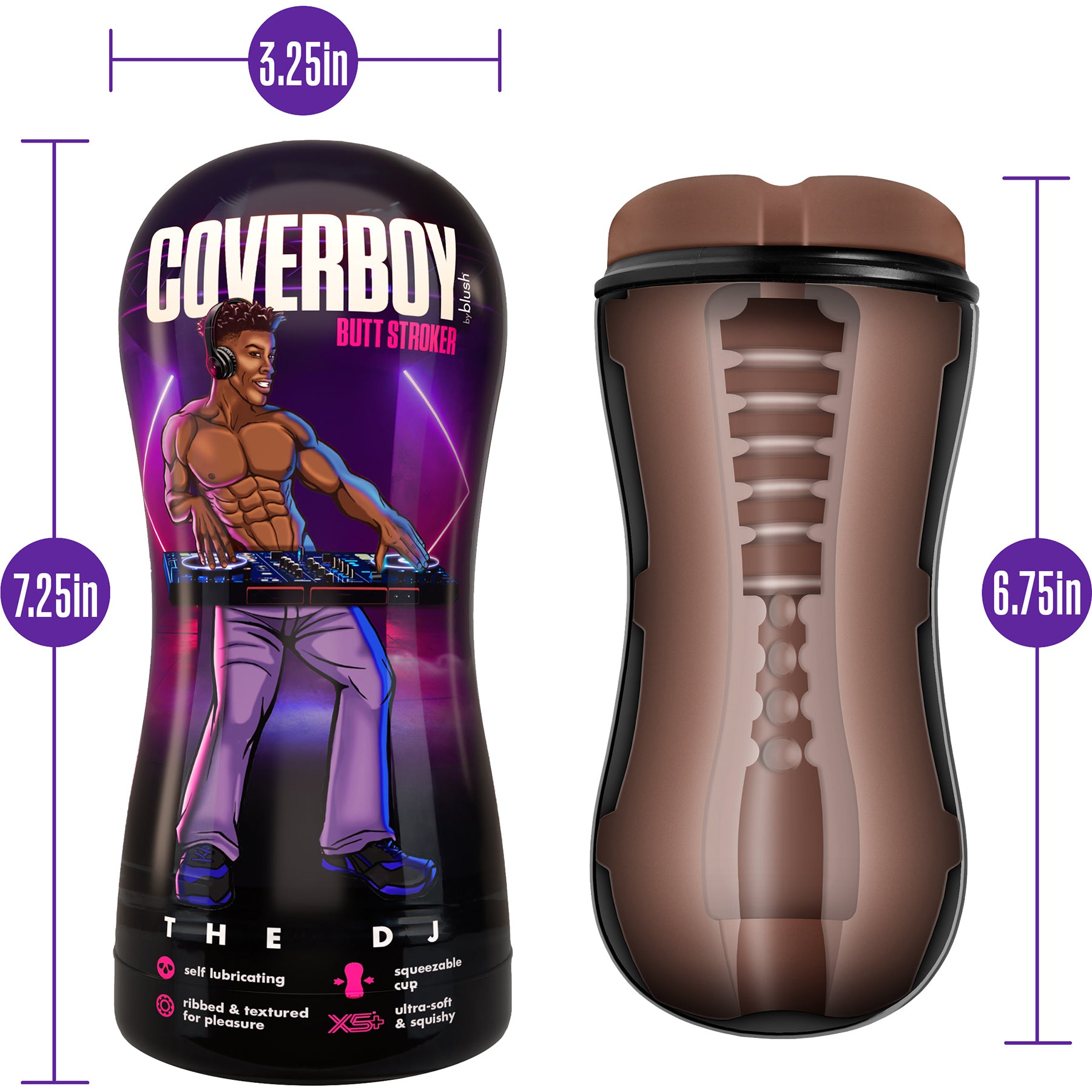 Coverboy The DJ Self Lubricating Anal Penis Stroker By Blush - Chocolate