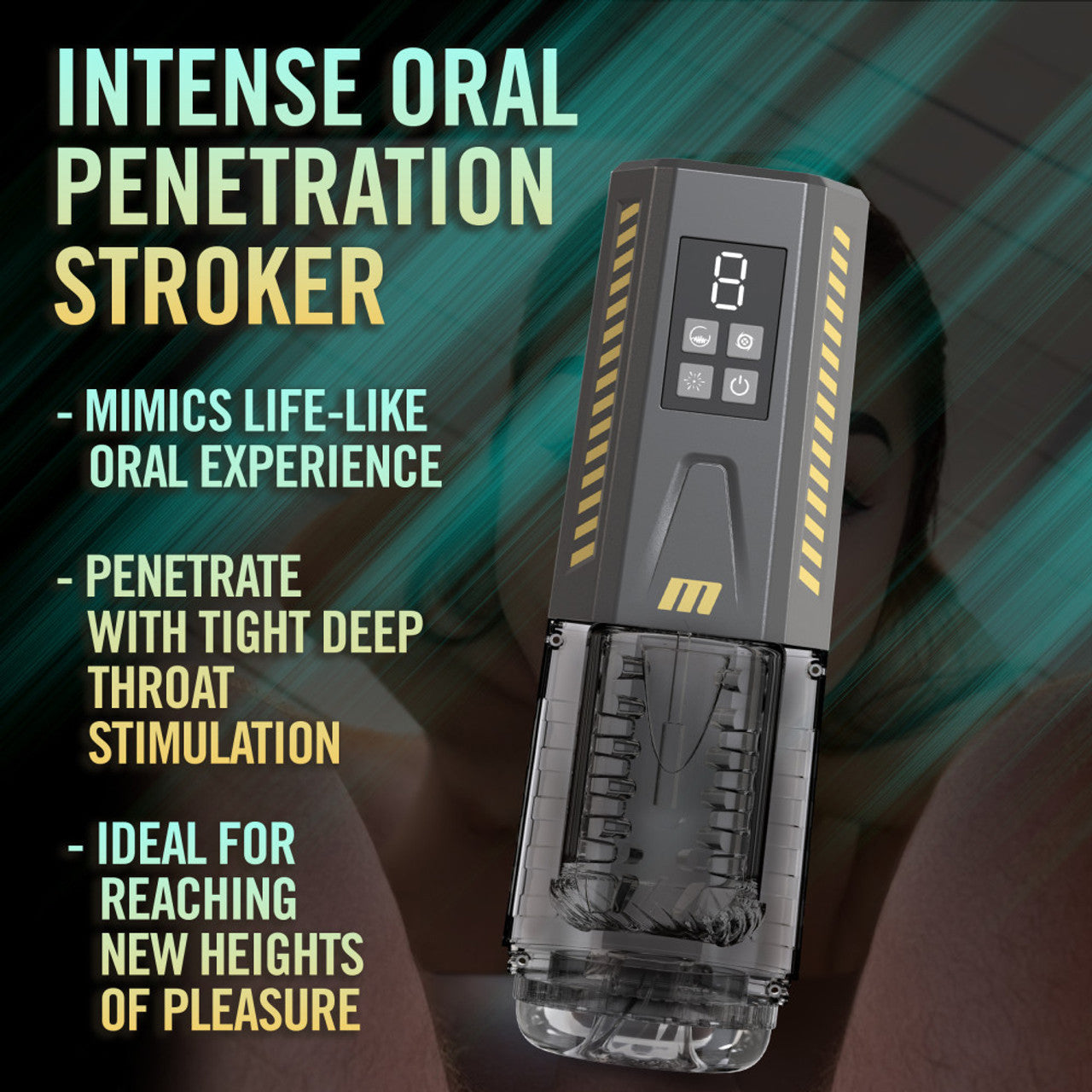 M For Men SpinMaster Pro Rechargeable Vibrating & Rotating Penis Masturbator With Digital Display