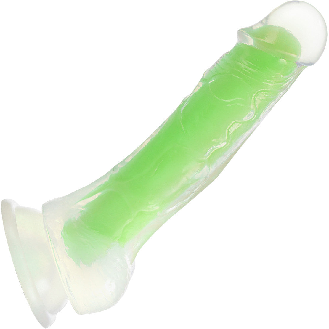 Neo Elite Viper Glow In The Dark 7.5 Inch Dual Density Realistic Silicone Dildo With Balls by Blush - Neon Green