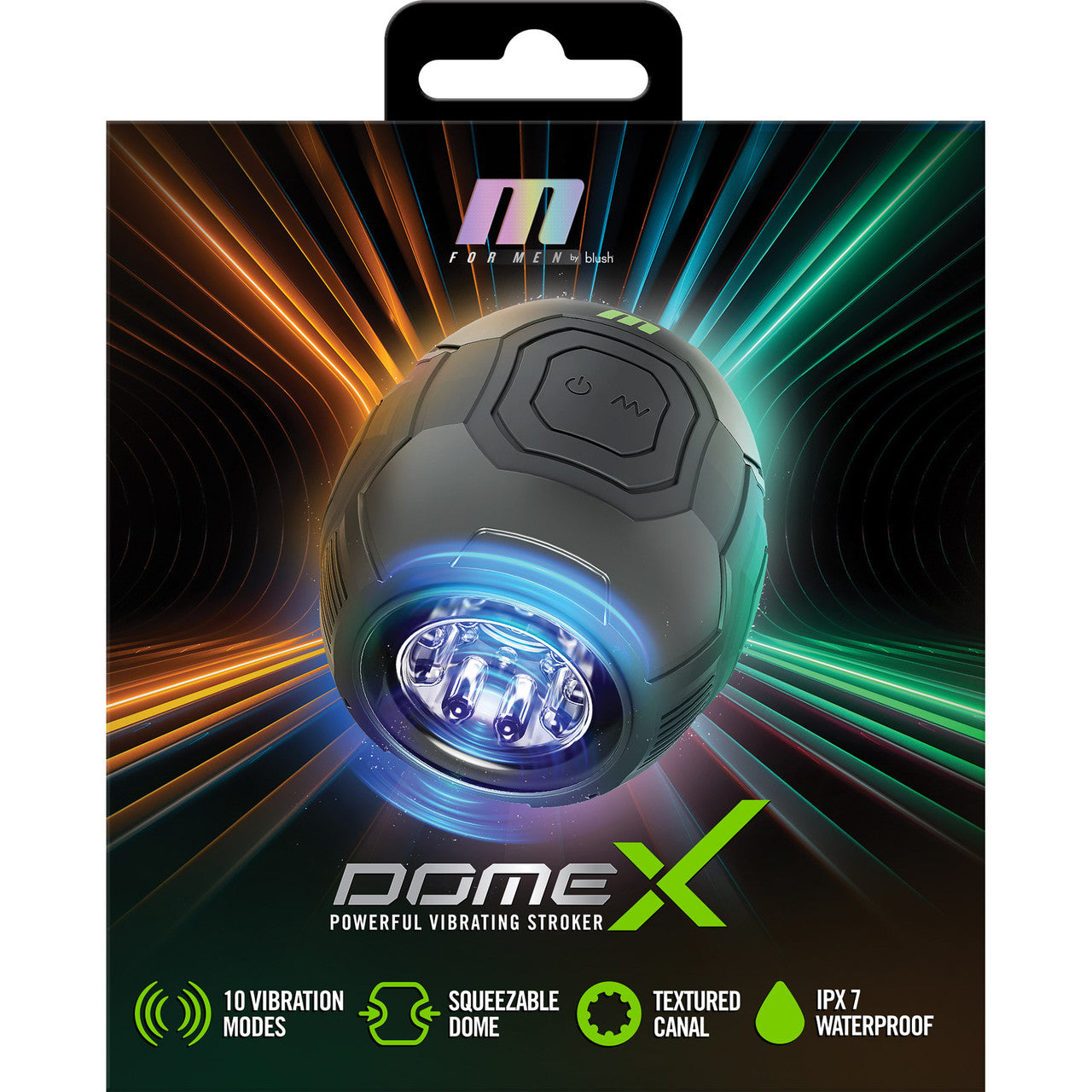M For Men Dome X Vibrating Squeezable Rechargeable Waterproof Open Ended  Penis Masturbator