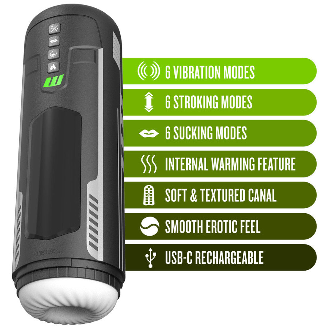 M For Men Master Blaster Rechargeable Warming, Stroking, Sucking, & Vibrating Penis Masturbator