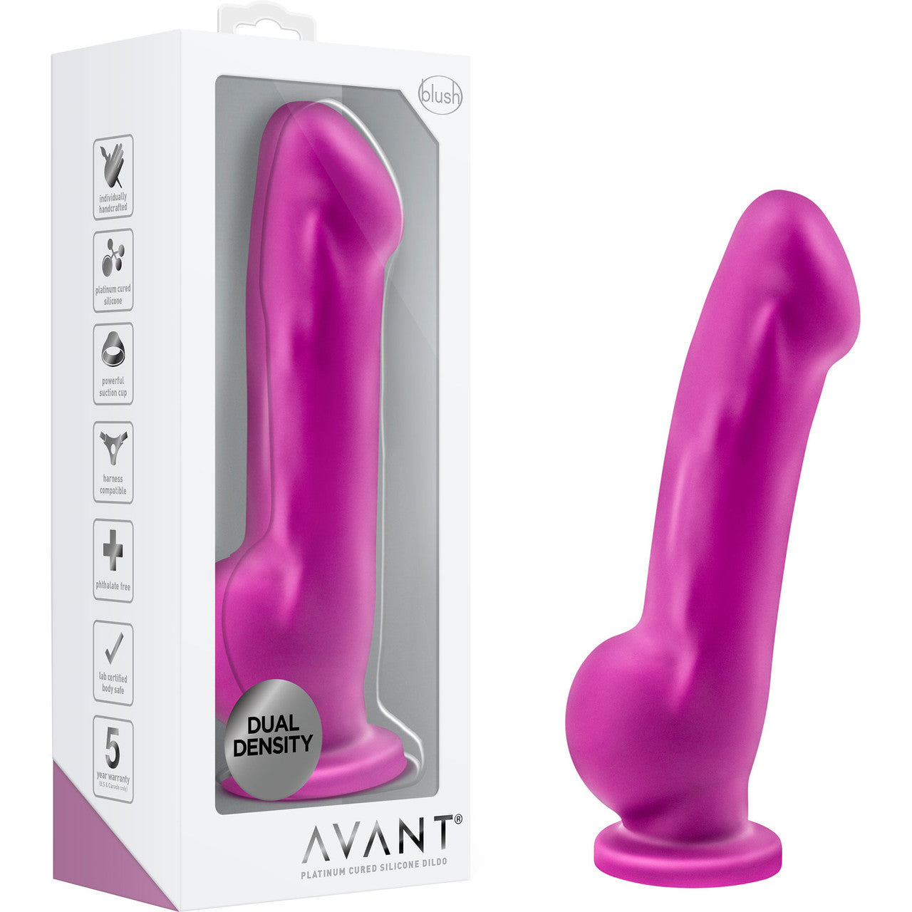 Avant D7 Ergo Silicone Suction Cup Dildo by Blush Novelties - Violet