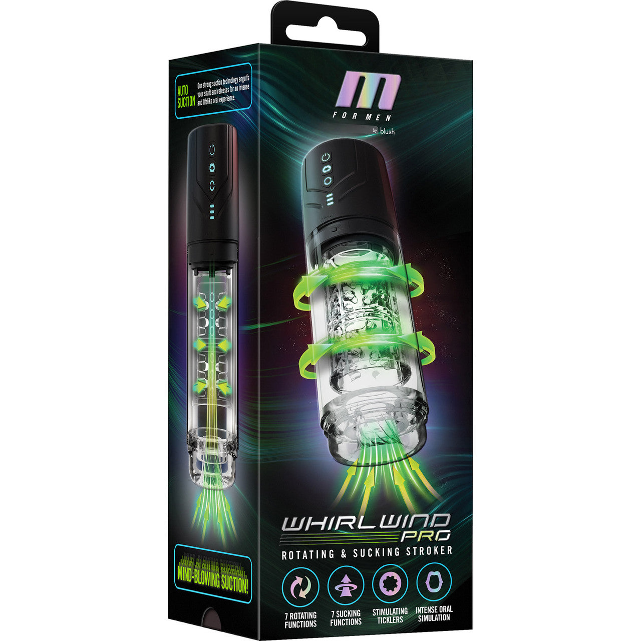 M For Men Whirlwind Pro Rechargeable Waterproof Rotating & Sucking Penis Masturbator