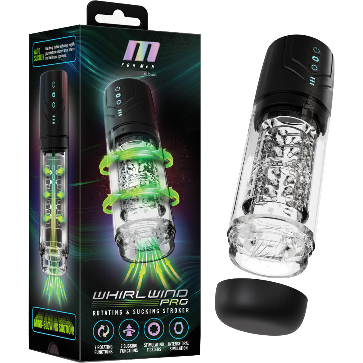 M For Men Whirlwind Pro Rechargeable Waterproof Rotating & Sucking Penis Masturbator