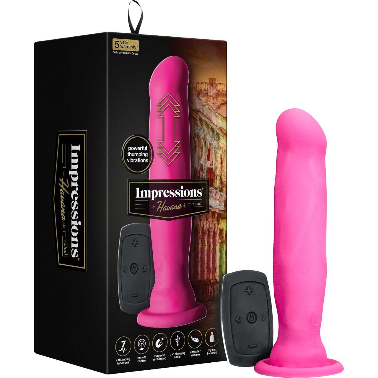 Impressions Havana Rechargeable Waterproof Silicone Vibrator With Remote By Blush - Pink