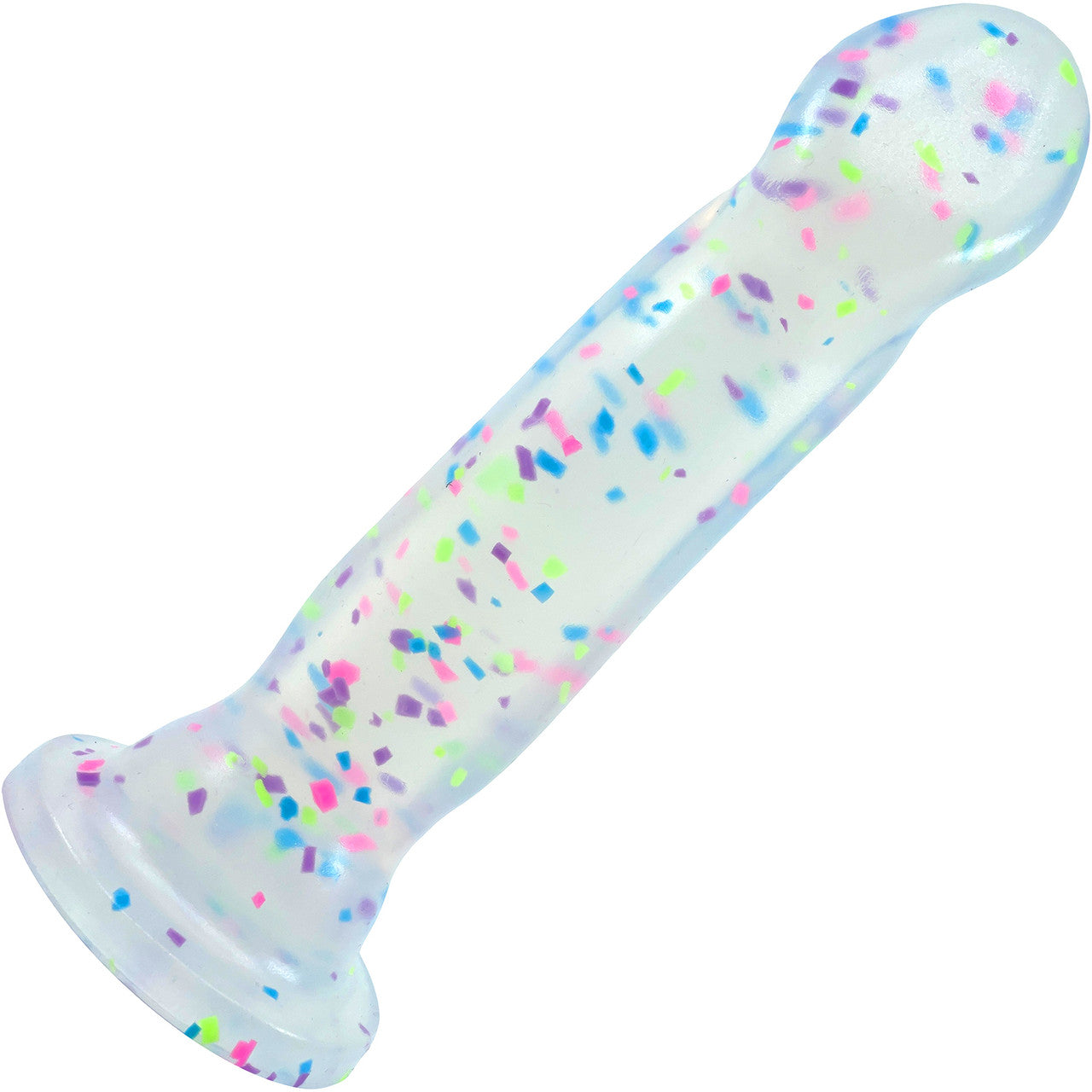 Neo Elite Hanky Panky Glow In The Dark 7.75" Silicone Suction Cup Dildo by Blush - Confetti