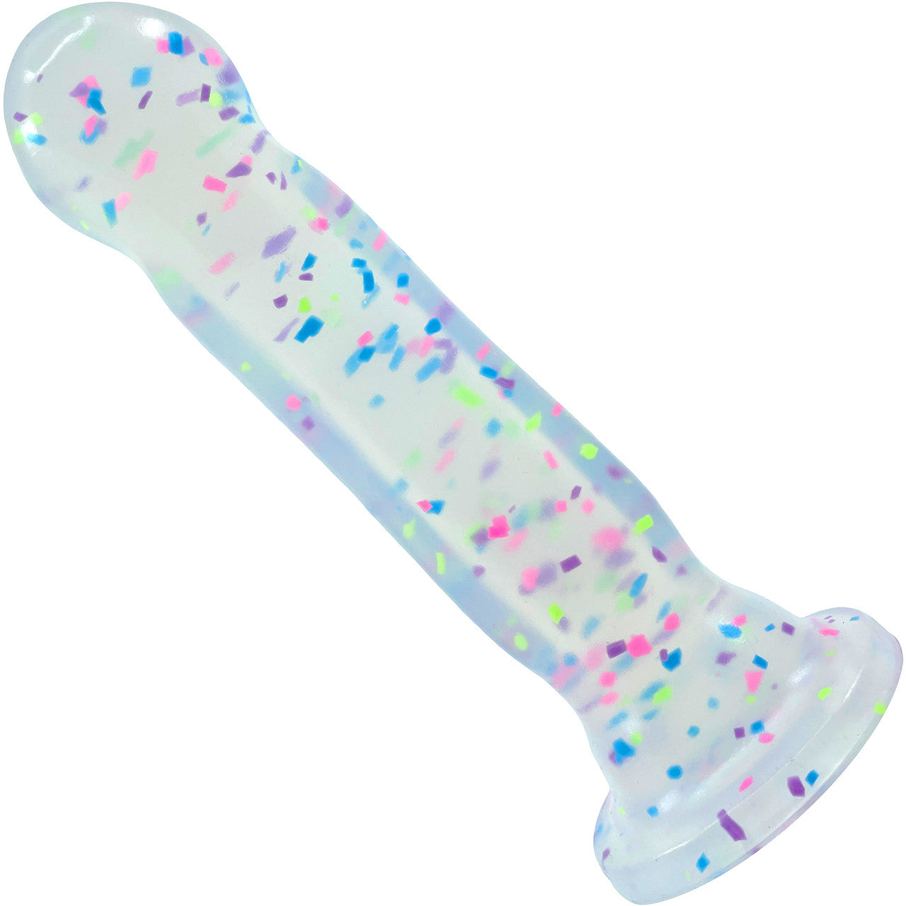 Neo Elite Hanky Panky Glow In The Dark 7.75" Silicone Suction Cup Dildo by Blush - Confetti