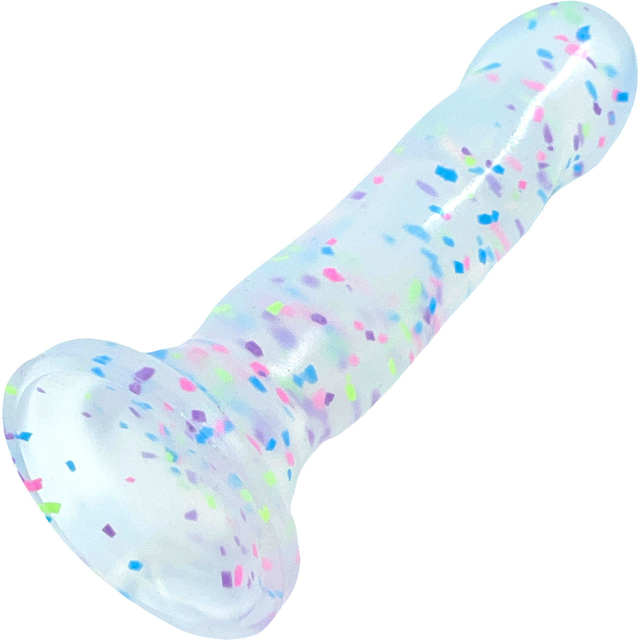 Neo Elite Hanky Panky Glow In The Dark 7.75" Silicone Suction Cup Dildo by Blush - Confetti